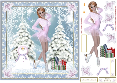 Skating on Ice Christmas Decoupage Topper 9