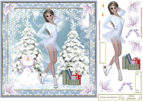 Skating on Ice Christmas Decoupage Topper 10