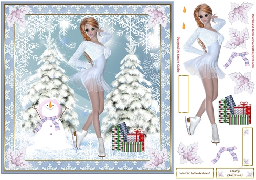 Skating on Ice Christmas Decoupage Topper 11
