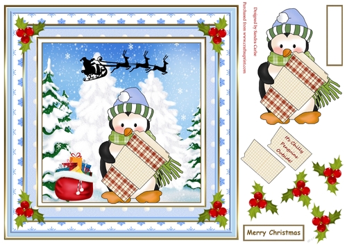 Hot Cocoa Christmas Penguin Scene Topper 2