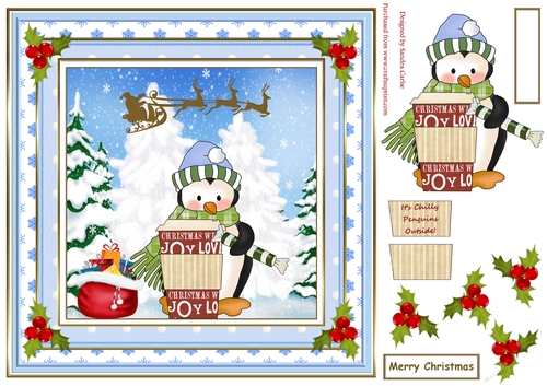 Hot Cocoa Christmas Penguin Scene Topper 3