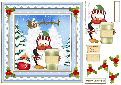 Hot Cocoa Christmas Penguin Scene Topper 4