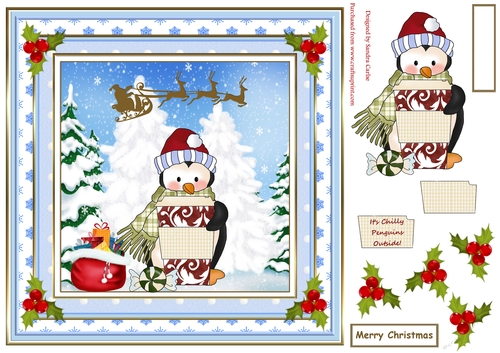Hot Cocoa Christmas Penguin Scene Topper 5
