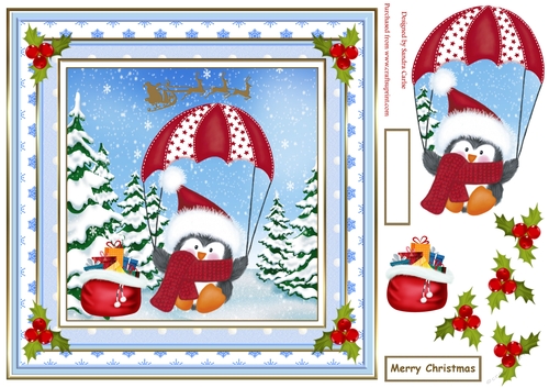 Dropping in for Christmas Penguin Topper