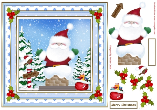 Santa & Robin Christmas Decoupage Topper 3
