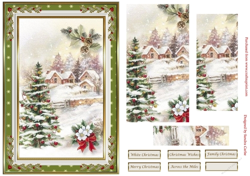 Vintage White Christmas Pyramid Topper 