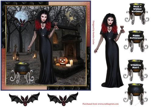 Witching Hour Halloween & Birthday Decoupage Topper