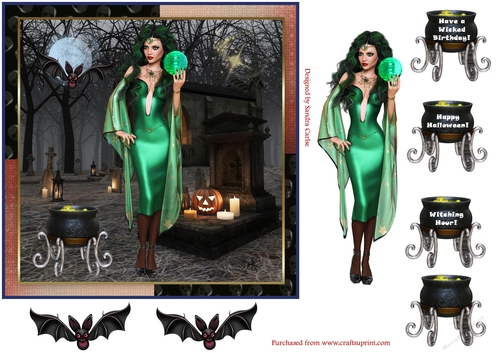 Witching Hour Halloween & Birthday Decoupage Topper 1