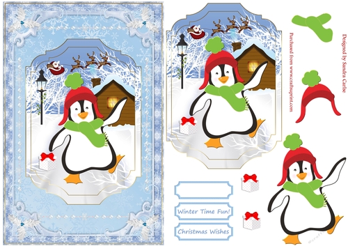 Happy Penguin Christmas Decoupage Topper 2