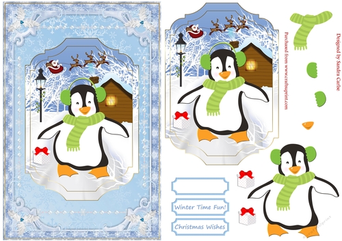Happy Penguin Christmas Decoupage Topper 3