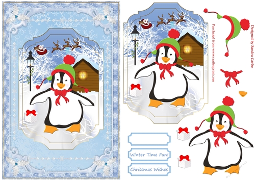 Happy Penguin Christmas Decoupage Topper 4