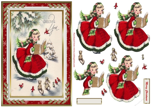 Merry Christmas Vintage Decoupage Topper