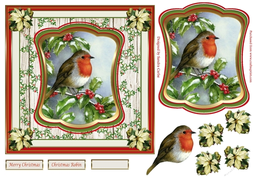 Christmas Vintage Robin Decoupage Topper
