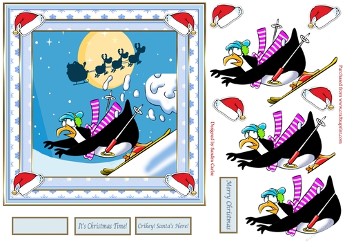 Penguin Snow Slopes Christmas Topper
