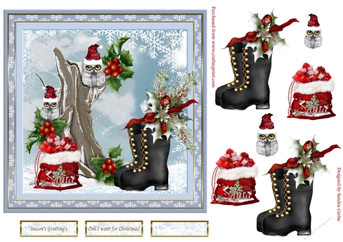 Owl I want for Christmas Decoupage Topper