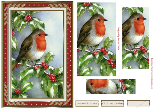 Christmas Robin Red framed Pyramid Topper