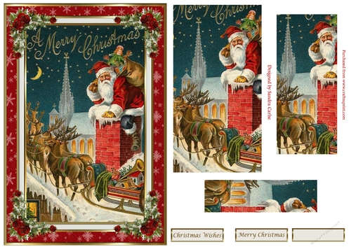Vintage Father Christmas Pyramid Topper