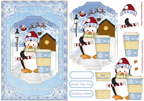 Happy Penguin Christmas Decoupage Topper