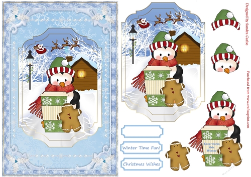 Happy Penguin Christmas Decoupage Topper 2