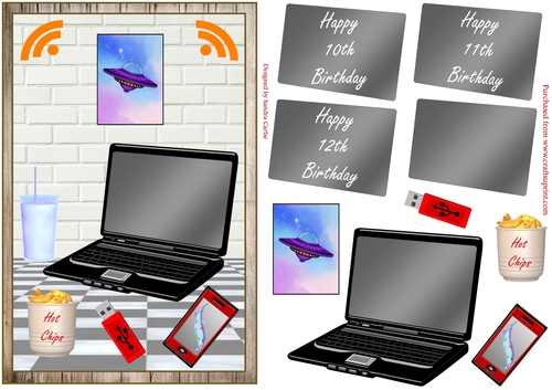 Happy Birthday 10 - 12 Age Decoupage Topper 1