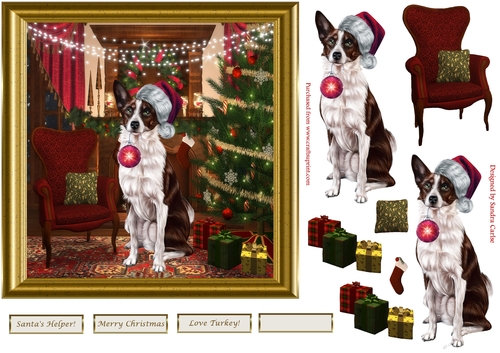 Love Turkey Christmas Decoupage Topper 
