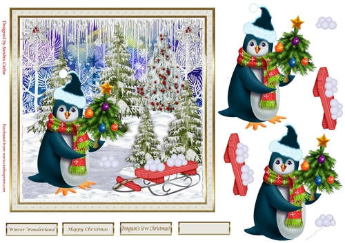 Penguins Love Christmas Decoupage Topper 1