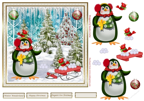Penguins Love Christmas Decoupage Topper 3