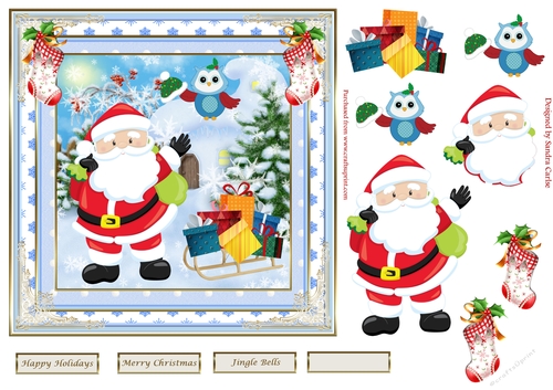 Jingle Bells Christmas Santa Decoupage Topper