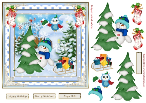 Jingle Bells Christmas Snowman Decoupage Topper 1