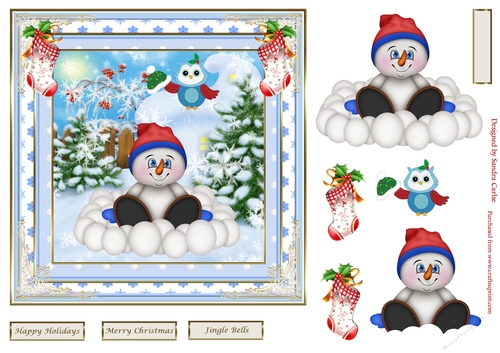 Jingle Bells Christmas Snowman Decoupage Topper 3