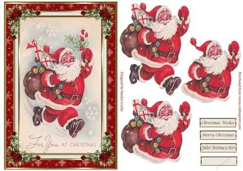 Father Christmas Decoupage Topper 