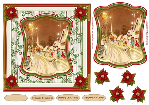 Christmas Scene Vintage Topper 1