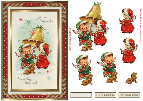Little Christmas Wishes Decoupage Vintage Topper