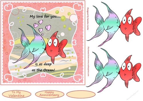 Love Bubbles Romantic/Anniversary Decoupage Topper