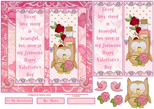 Happy Valentines Day Decoupage/Pyramid Topper 1