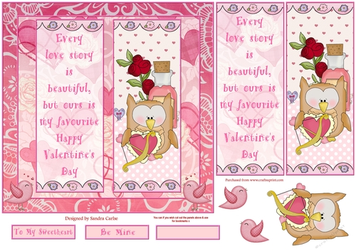 Happy Valentines Day Decoupage/Pyramid Topper 5