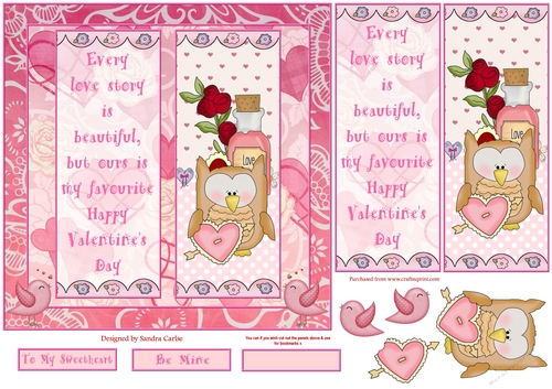 Happy Valentines Day Decoupage/Pyramid Topper 7