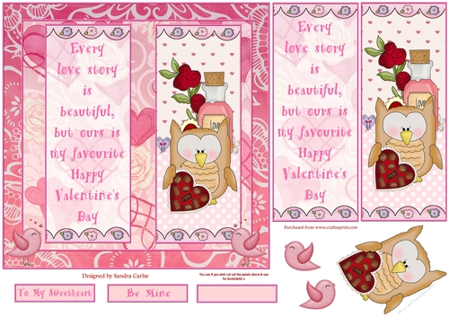 Happy Valentines Day Decoupage/Pyramid Topper 8