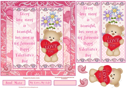 Happy Valentines Day Decoupage/Pyramid Topper 9