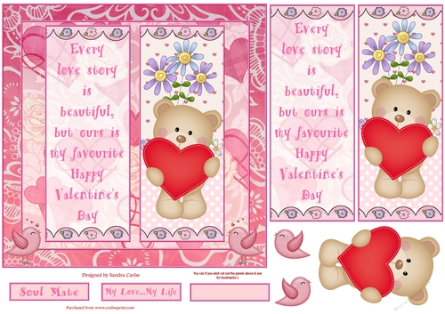 Happy Valentines Day Decoupage/Pyramid Topper 10