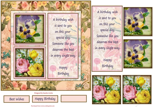 Floral Birthday Wishes Pyramid Topper