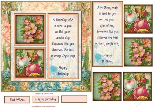 Floral Birthday Wishes Pyramid Topper 1