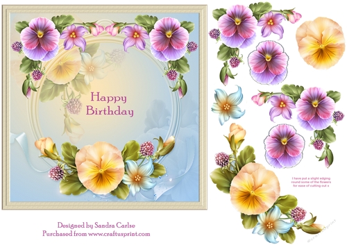 Happy Birthday Floral Decoupage Topper 