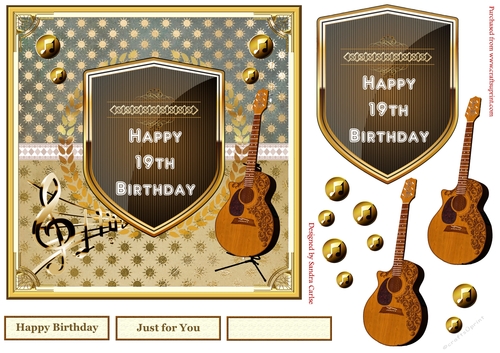 Musical 19th Birthday Decoupage Topper