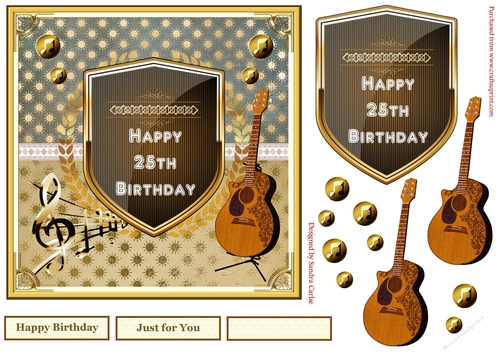 Musical 25th Birthday Decoupage Topper