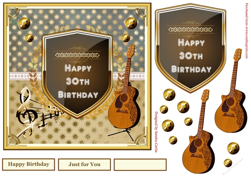 Musical 30th Birthday Decoupage Topper