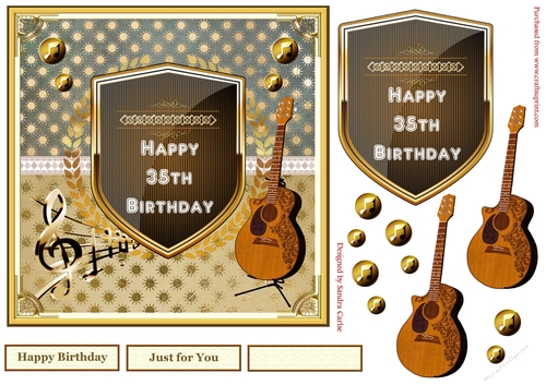 Musical 35th Birthday Decoupage Topper