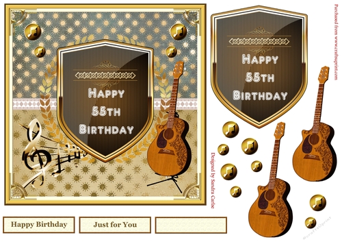 Musical 55th Birthday Decoupage Topper
