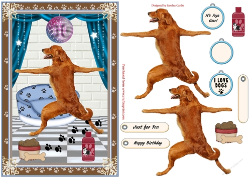 Birthday Keep Fit Dog Decoupage Topper 1