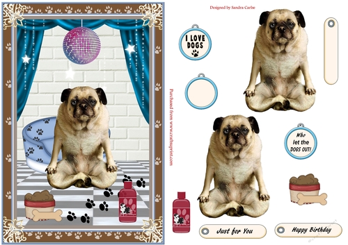 Birthday Keep Fit Dog Decoupage Topper 5